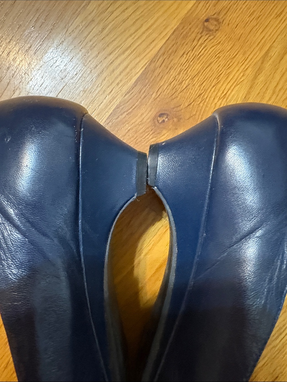 Madeline Navy Peep-Toe Strappy Flats - Picture 4 of 4